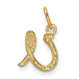 10k Yellow Gold Script Letter A Pendant, Cursive Initial Charm for Women