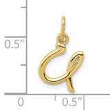 10k Yellow Gold Script Letter A Pendant, Cursive Initial Charm for Women