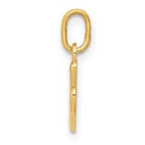 10k Yellow Gold Initial Pendant, Script Letter V Charm, Polished Monogram Jewelry