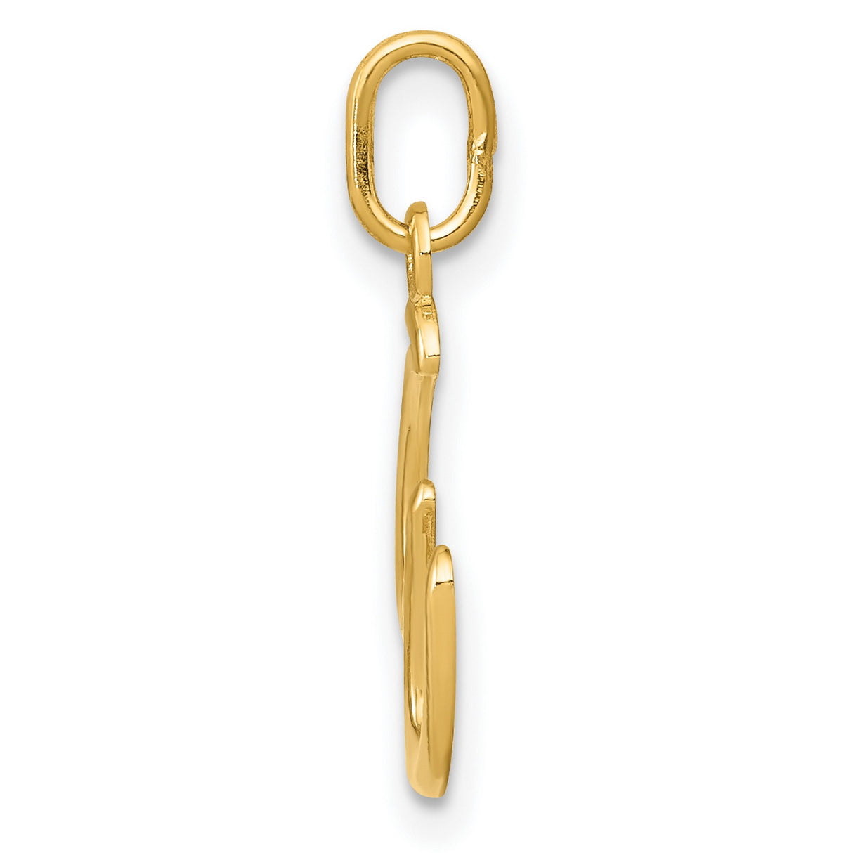 10k Yellow Gold Letter W Pendant, Script Style Lowercase Initial Charm for Women