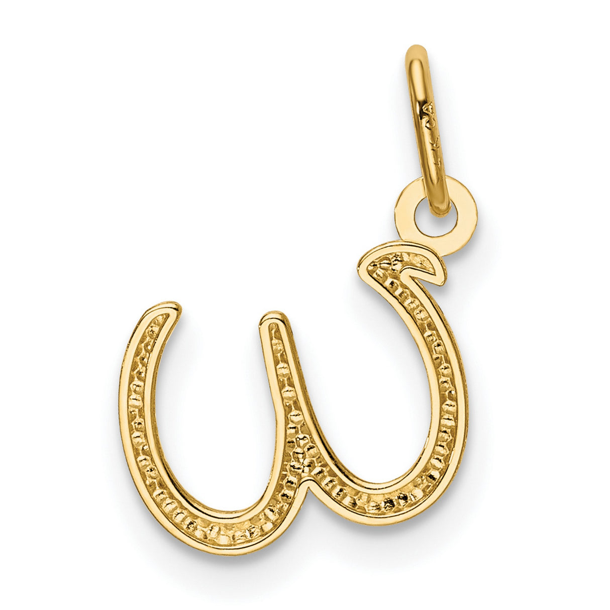 10k Yellow Gold Letter W Pendant, Script Style Lowercase Initial Charm for Women