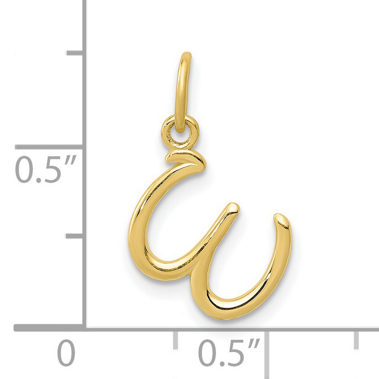 10k Yellow Gold Letter W Pendant, Script Style Lowercase Initial Charm for Women