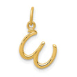10k Yellow Gold Letter W Pendant, Script Style Lowercase Initial Charm for Women
