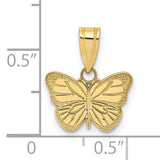 10k Yellow Gold Butterfly Pendant with Textured Wings and Laser Cut Design for Women