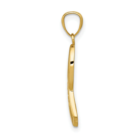 Polished Hope Ribbon Charm Pendant in Real 10k Yellow Gold