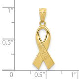 Polished Hope Ribbon Charm Pendant in Real 10k Yellow Gold