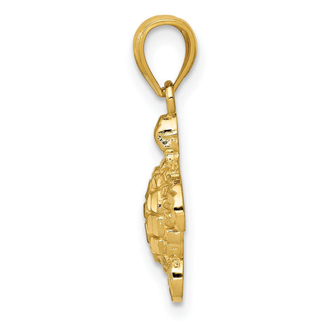 10k Yellow Gold Sea Turtle Pendant, Ocean Animal Totem Charm, Coastal Nature Jewelry