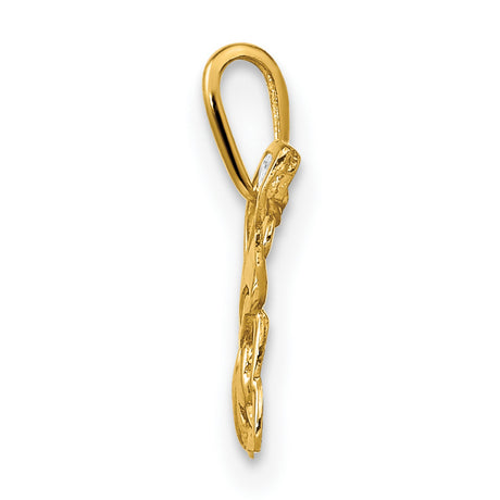 10k Yellow Gold Butterfly Pendant with Openwork Design and White Stones