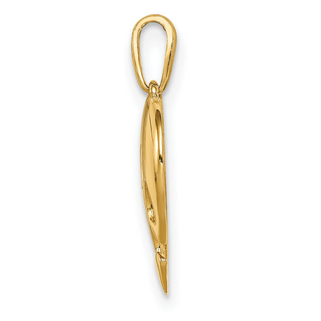 Polished Heart with Paw Print Charm Pendant in Real 10k Yellow Gold