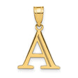 Polished Etched Letter A Initial Charm Pendant in Real 10k Yellow Gold