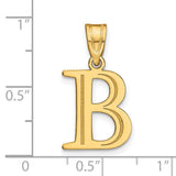 Polished Etched Letter B Initial Charm Pendant in Real 10k Yellow Gold