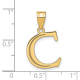 Polished Etched Letter C Initial Charm Pendant in Real 10k Yellow Gold