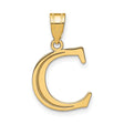 Polished Etched Letter C Initial Charm Pendant in Real 10k Yellow Gold