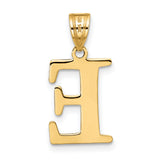 Polished Etched Letter E Initial Charm Pendant in Real 10k Yellow Gold