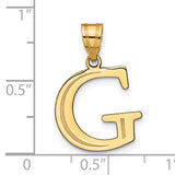 Polished Etched Letter G Initial Charm Pendant in Real 10k Yellow Gold