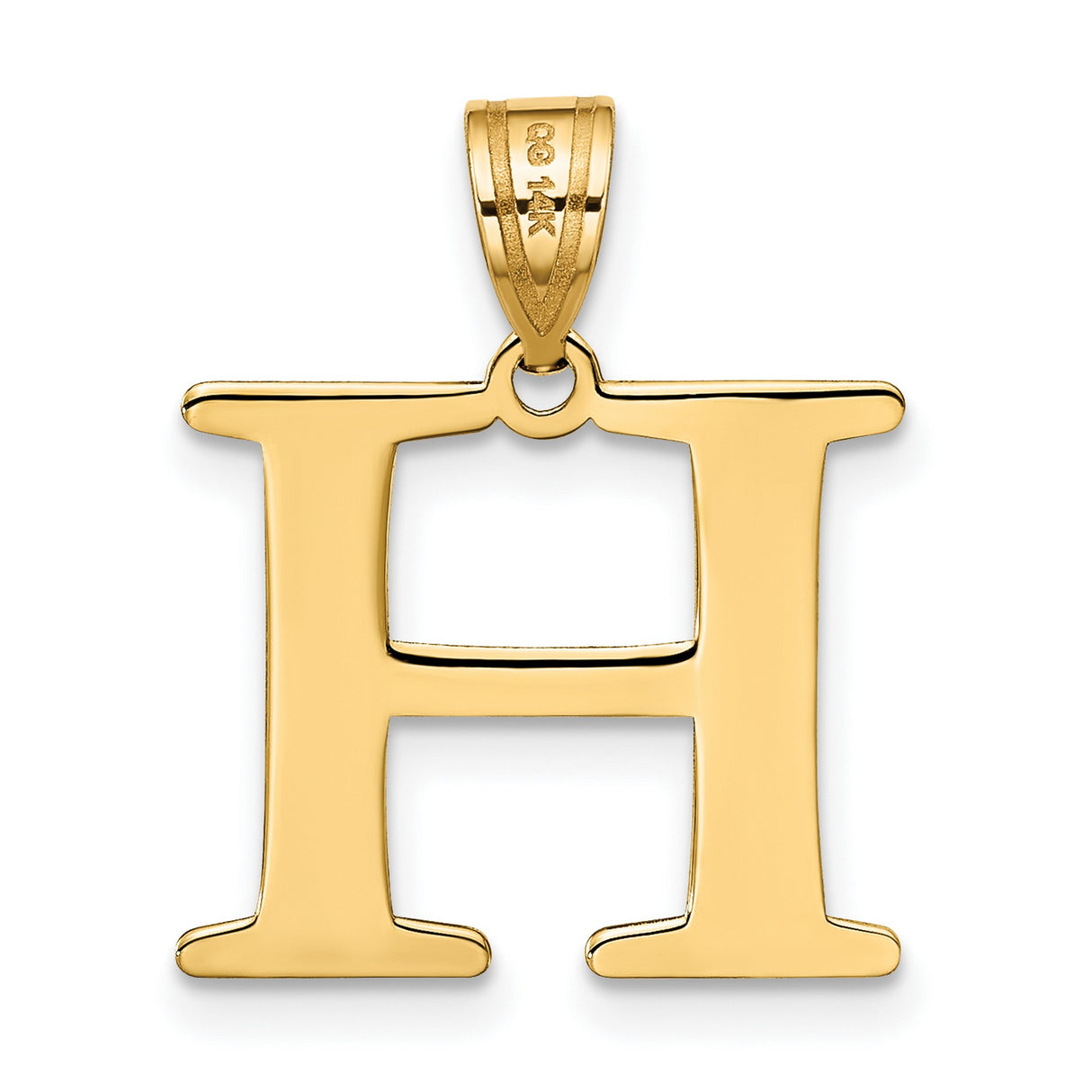 Polished Etched Letter H Initial Charm Pendant in Real 10k Yellow Gold