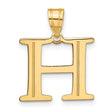 Polished Etched Letter H Initial Charm Pendant in Real 10k Yellow Gold