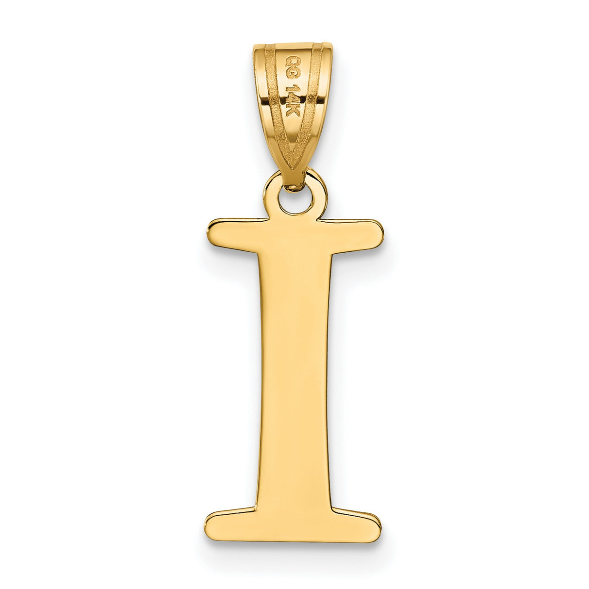 Polished Etched Letter I Initial Charm Pendant in Real 10k Yellow Gold