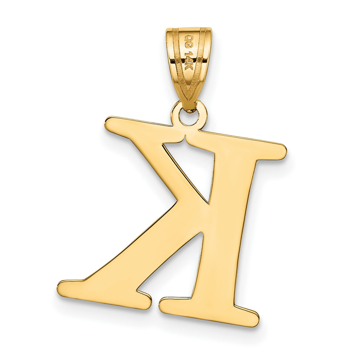 Polished Etched Letter K Initial Charm Pendant in Real 10k Yellow Gold