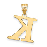Polished Etched Letter K Initial Charm Pendant in Real 10k Yellow Gold
