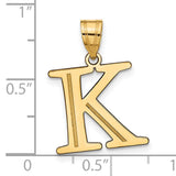 Polished Etched Letter K Initial Charm Pendant in Real 10k Yellow Gold