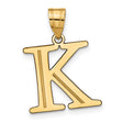 Polished Etched Letter K Initial Charm Pendant in Real 10k Yellow Gold