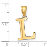 Polished Etched Letter L Initial Charm Pendant in Real 10k Yellow Gold