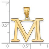 Polished Etched Letter M Initial Charm Pendant in Real 10k Yellow Gold