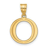 Polished Etched Letter O Initial Charm Pendant in Real 10k Yellow Gold