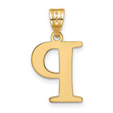 Polished Etched Letter P Initial Charm Pendant in Real 10k Yellow Gold
