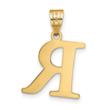Polished Etched Letter R Initial Charm Pendant in Real 10k Yellow Gold
