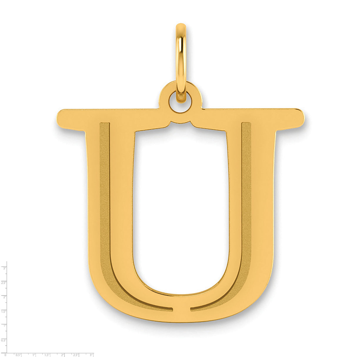Polished Etched Letter U Initial Charm Pendant in Real 10k Yellow Gold
