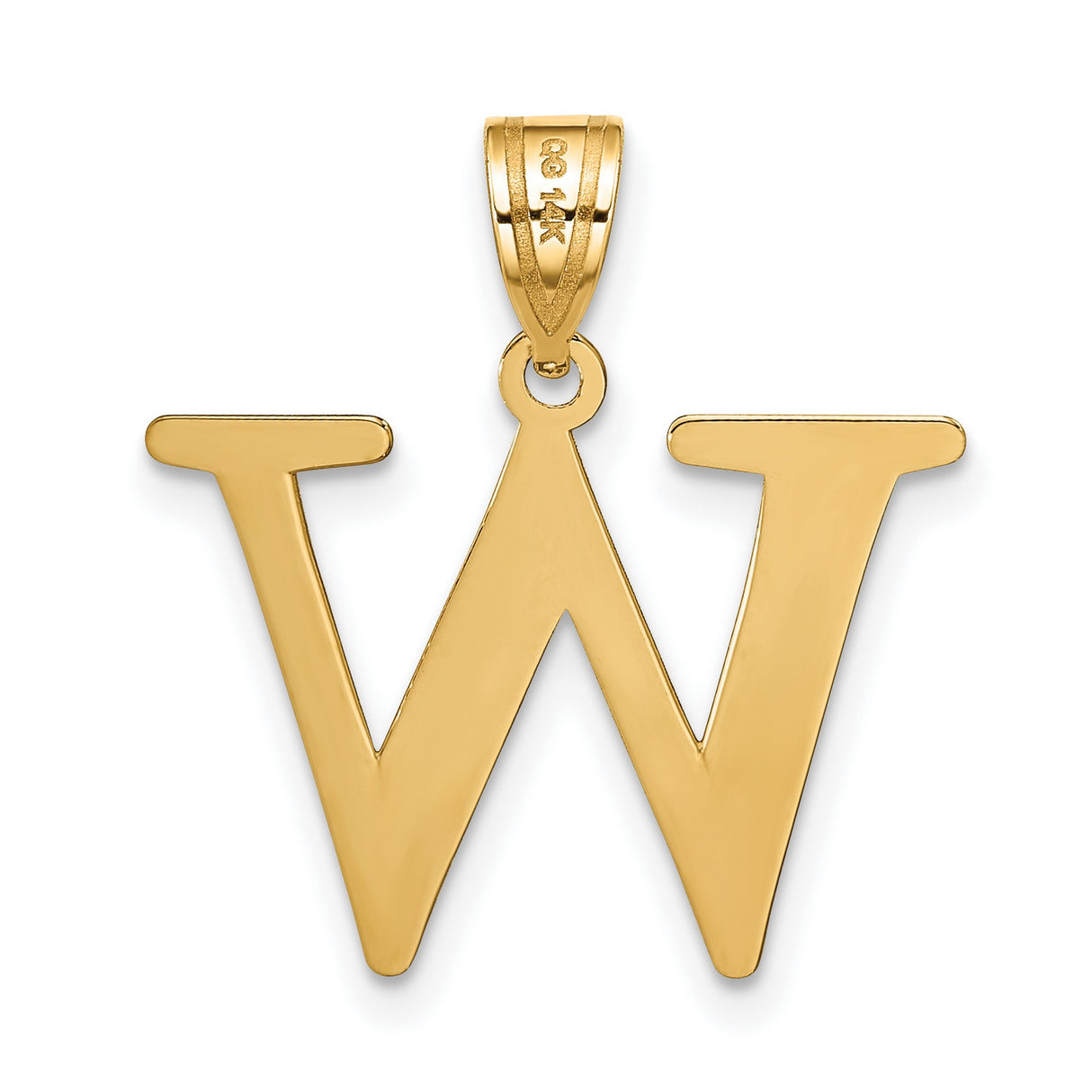 Polished Etched Letter W Initial Charm Pendant in Real 10k Yellow Gold