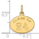 Oval CLASS OF 2024 Charm Pendant in Real 10k Yellow Gold