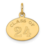 Oval CLASS OF 2024 Charm Pendant in Real 10k Yellow Gold