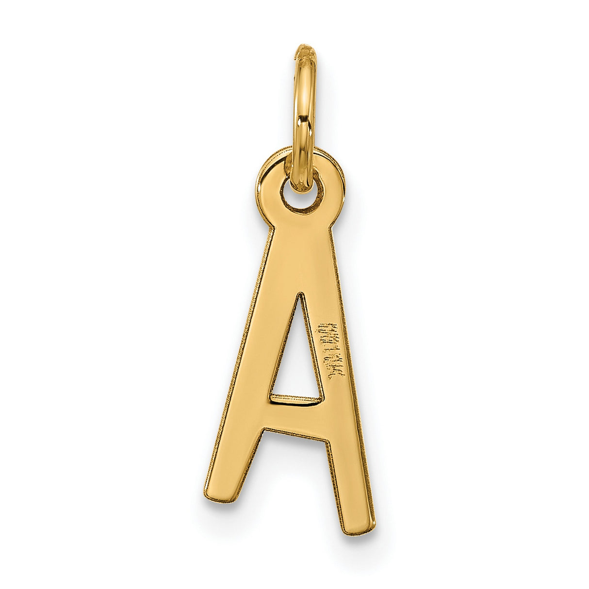 10k Yellow Gold Initial A Pendant Charm, Polished Block Letter, Unisex Monogram Jewelry