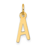 10k Yellow Gold Initial A Pendant Charm, Polished Block Letter, Unisex Monogram Jewelry