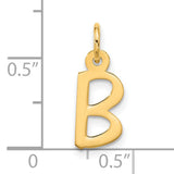 10k Yellow Gold B Initial Pendant, Block Letter Charm for Women or Unisex Wear