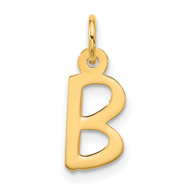 10k Yellow Gold B Initial Pendant, Block Letter Charm for Women or Unisex Wear