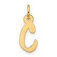 10k Yellow Gold Initial C Pendant Charm, Polished Cursive Script Letter for Women