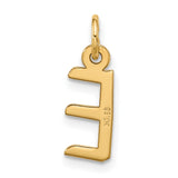10k Yellow Gold Pendant, Block Letter E Initial Charm with Simple Bail