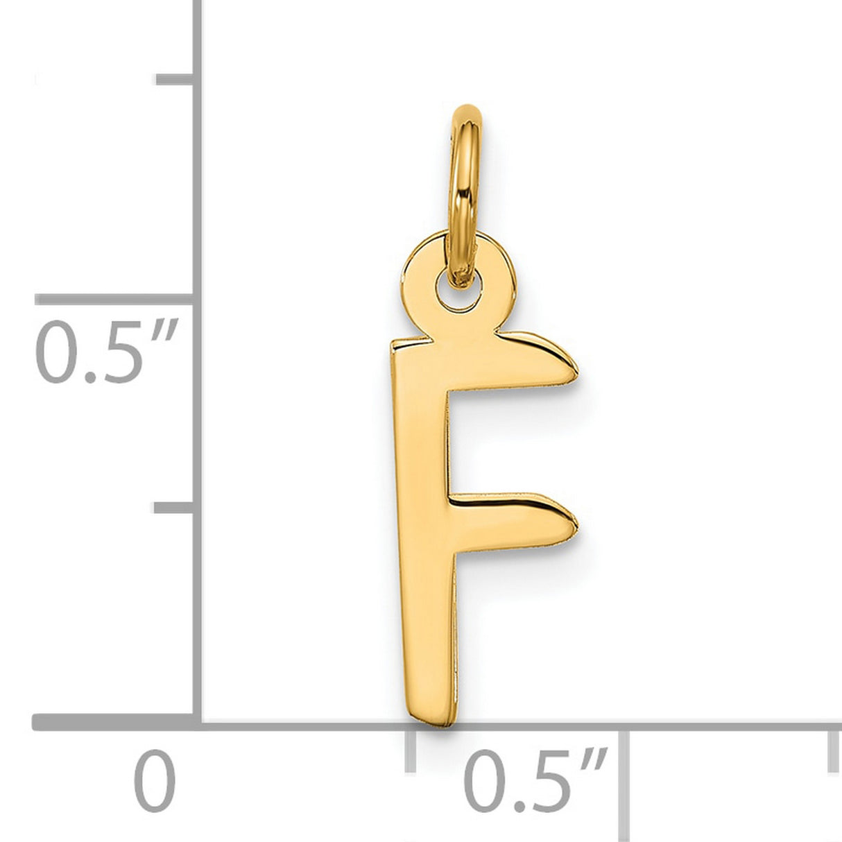 10k Yellow Gold Initial F Pendant, Polished Block Letter Charm, Unisex Minimalist Jewelry