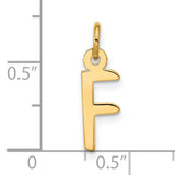 10k Yellow Gold Initial F Pendant, Polished Block Letter Charm, Unisex Minimalist Jewelry