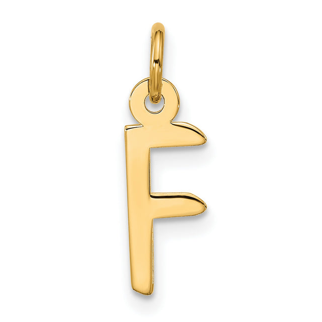 10k Yellow Gold Initial F Pendant, Polished Block Letter Charm, Unisex Minimalist Jewelry