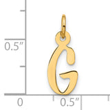 10k Yellow Gold Script Letter G Pendant Charm, Polished Monogram Initial Jewelry for Women