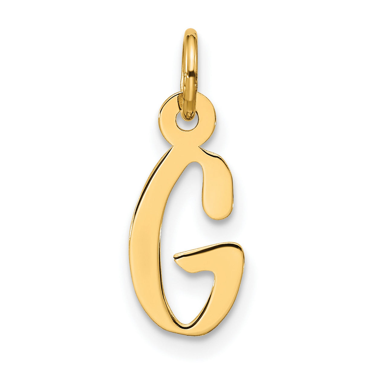 10k Yellow Gold Script Letter G Pendant Charm, Polished Monogram Initial Jewelry for Women