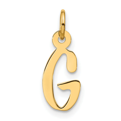 10k Yellow Gold Script Letter G Pendant Charm, Polished Monogram Initial Jewelry for Women