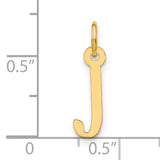 10k Yellow Gold Initial J Pendant Charm, Polished Block Letter Design, Unisex Jewelry