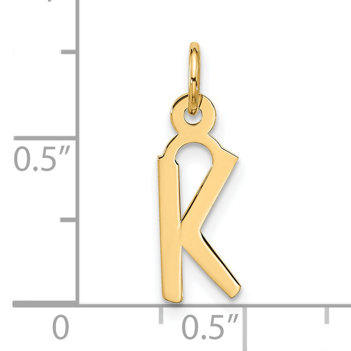 10k Yellow Gold Letter K Pendant, Polished Block Initial Charm for Women or Men