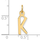 10k Yellow Gold Letter K Pendant, Polished Block Initial Charm for Women or Men